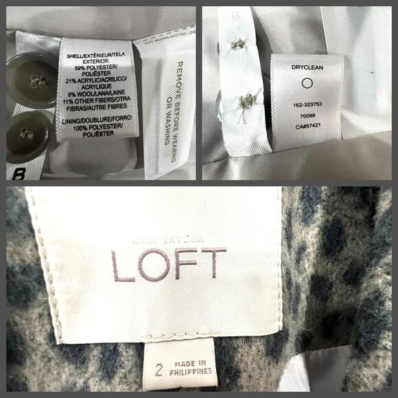 Ann Taylor LOFT Blazer Women's Size 2 Leopard Print Structured Lined Wool Blend - Picture 6 of 8